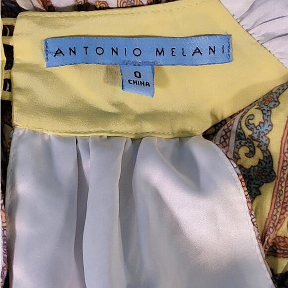 Antonio Melani Batik Paisley Hanky Hem Scarf Dress 0 Boho Cottagecore Lagenlook - Picture 7 of 10